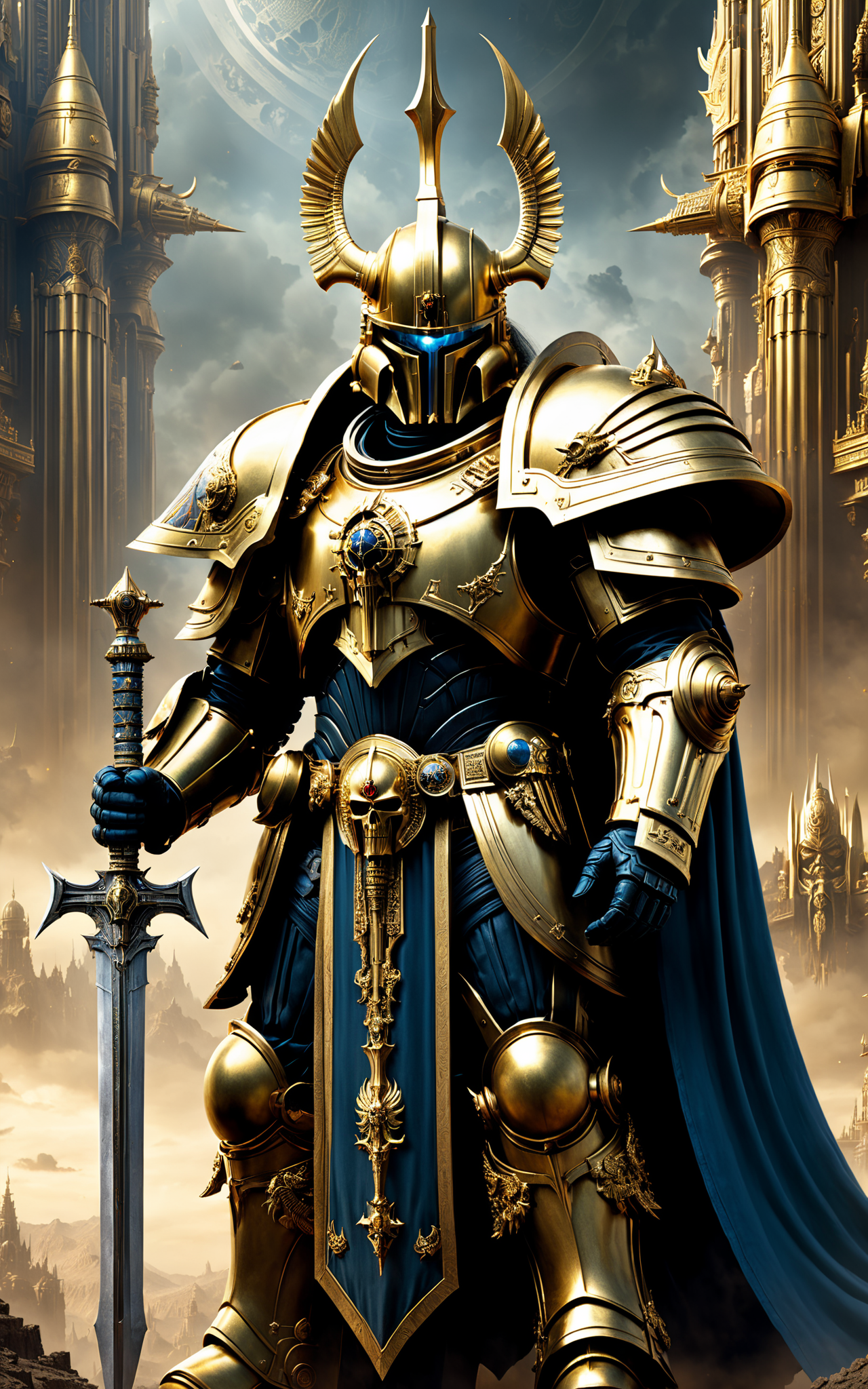 03582-3069260539-Visualize the empror of mankind of warhammer 40k adorned with opulent decorations, where Emperor space marines stands in his res.png